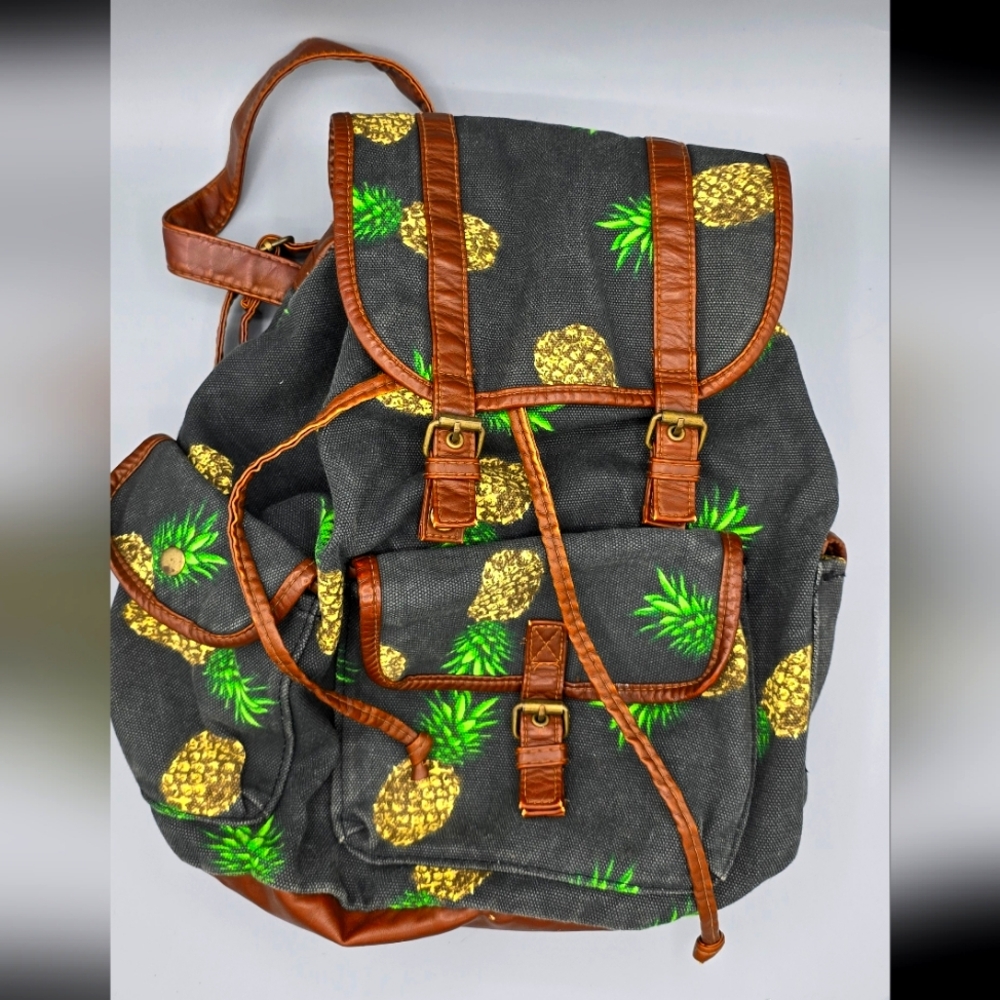 Pineapple Print, Drawstring Backpack, Claires - image 1